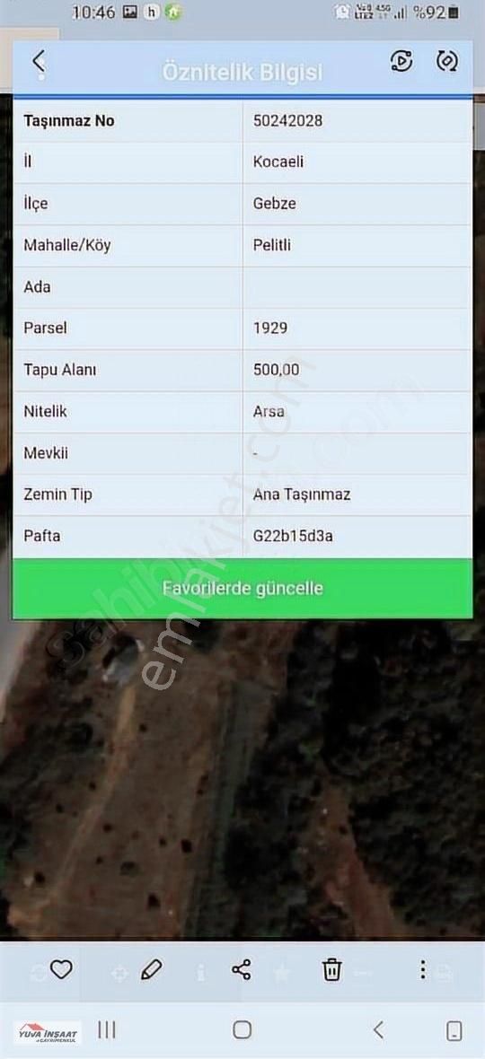 Gebze Pelitli Köyünde Üzerinde İki Parsel 500 M2 525m Cari Arsa