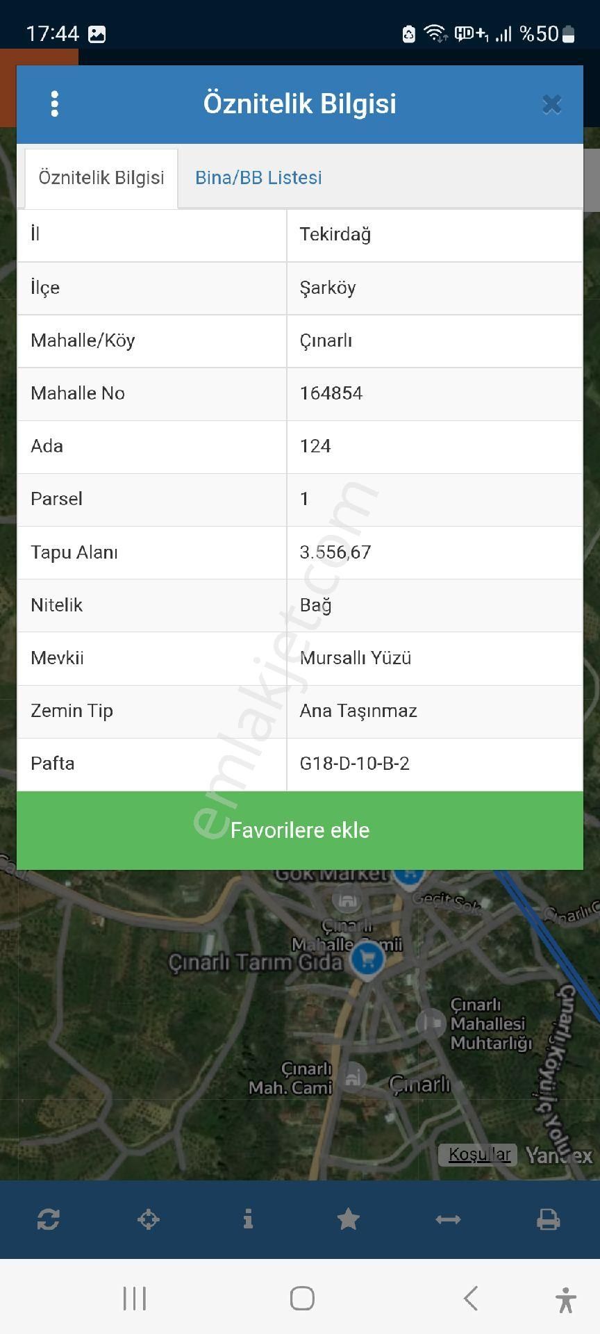 Uzemar'dan/tekirdağ/şarköy/çınarlı/satılık &arsa