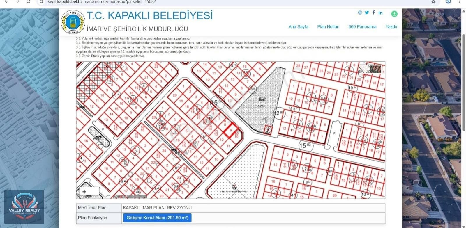 Valley'den Kapaklıda 305m² 4 Kat İmarlı Kupon Satılık Arsa!!!