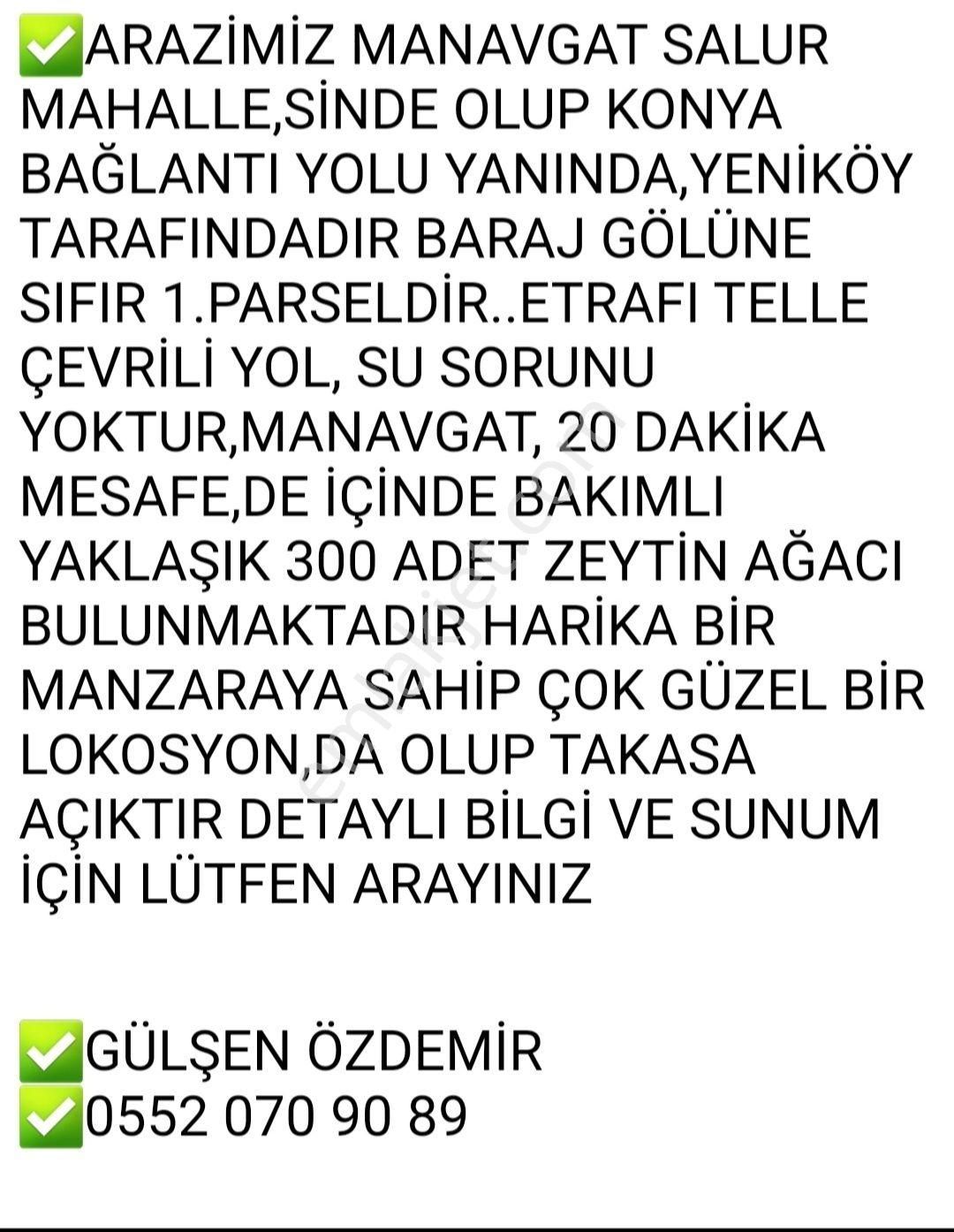 Antalya Manavgat Salur Mahallesi'nde 6591 Metrekare Tarla Acil Satılıktır