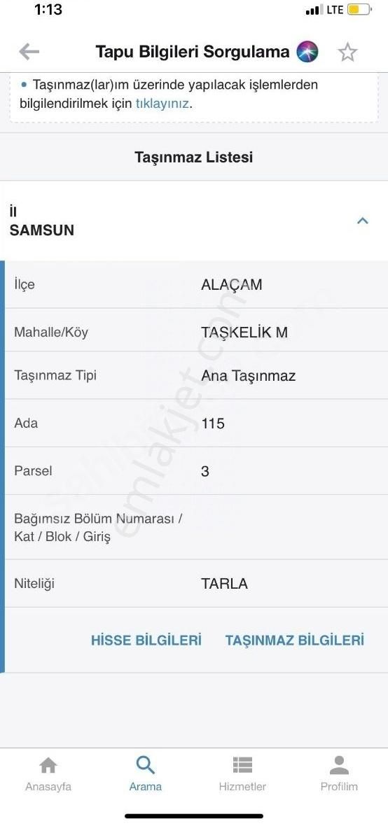 Demir Gayrimenkulden Alaçam Taskelikte Satılık Tarla