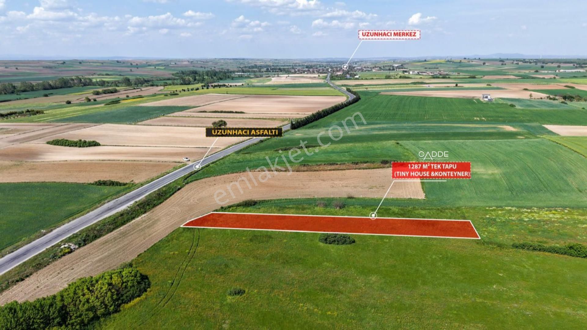 Kapaklı Uzunhacı Asfalta 2.parsel 1.287m2 Tek Tapu Satılık Tarla