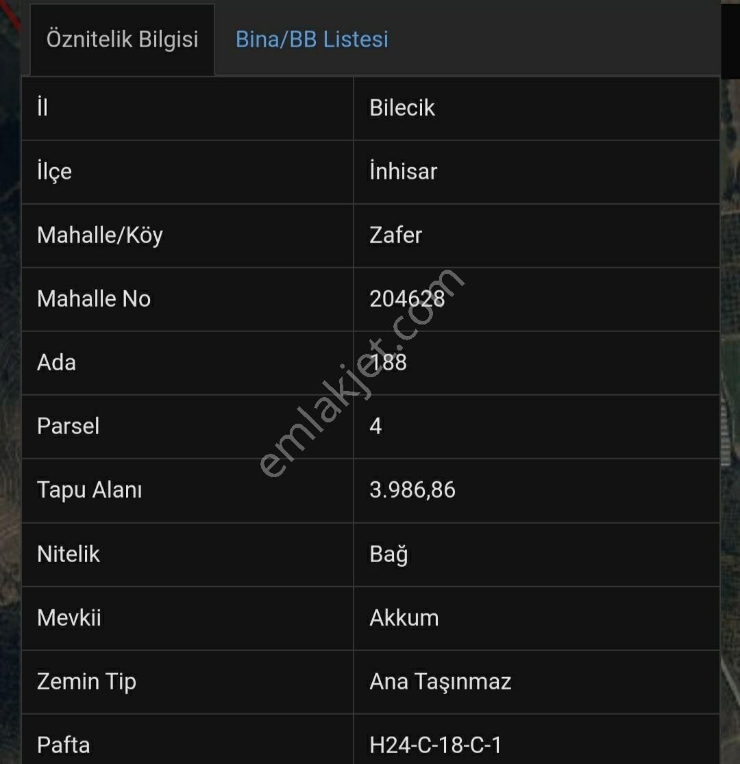 İnhisar'da Satılık Bahçe&tarla