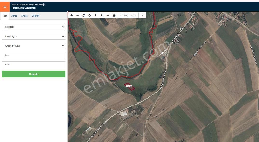 Satılık Tarla Anayola 125 Metre