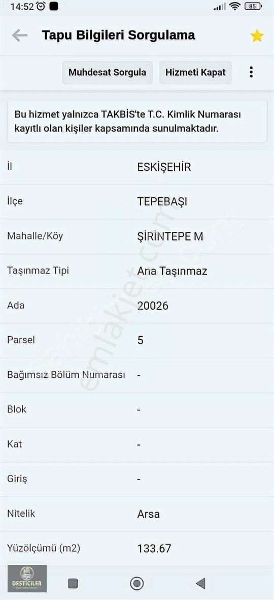 Desticiler'den Şirintepe Mah. Satılık Arsa