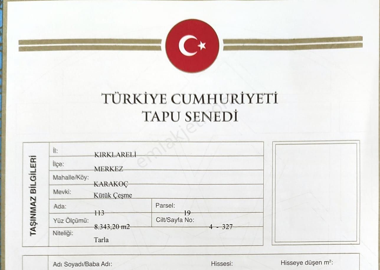 Karakoç'un En Uygunu Sahibinden Tek Tapu 8,3 Dönüm Tarla Yatırımlık