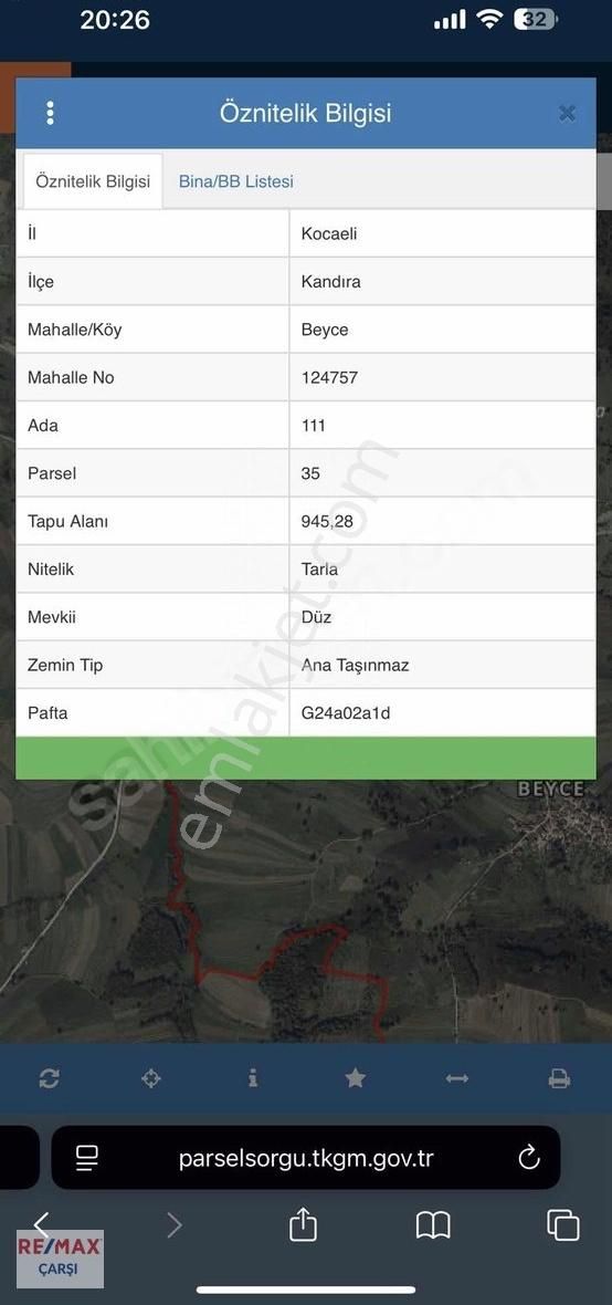 Remax Çarşıdan Kandıra Beycede Satılık Fırsat Tarla
