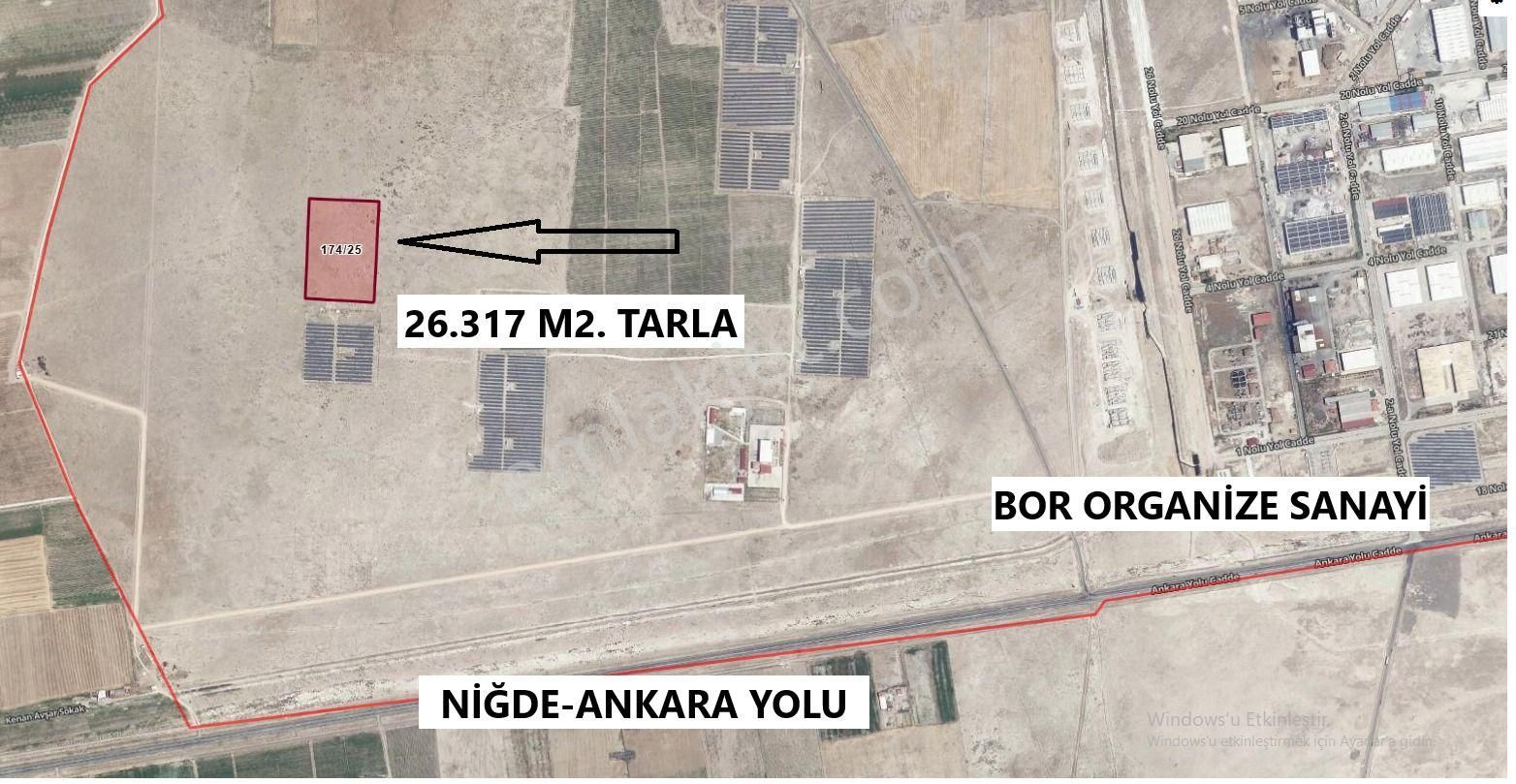 Niğde Bor Organize Sanayi Yanı 26.317m2 Yatırımlık Satılık Arazi