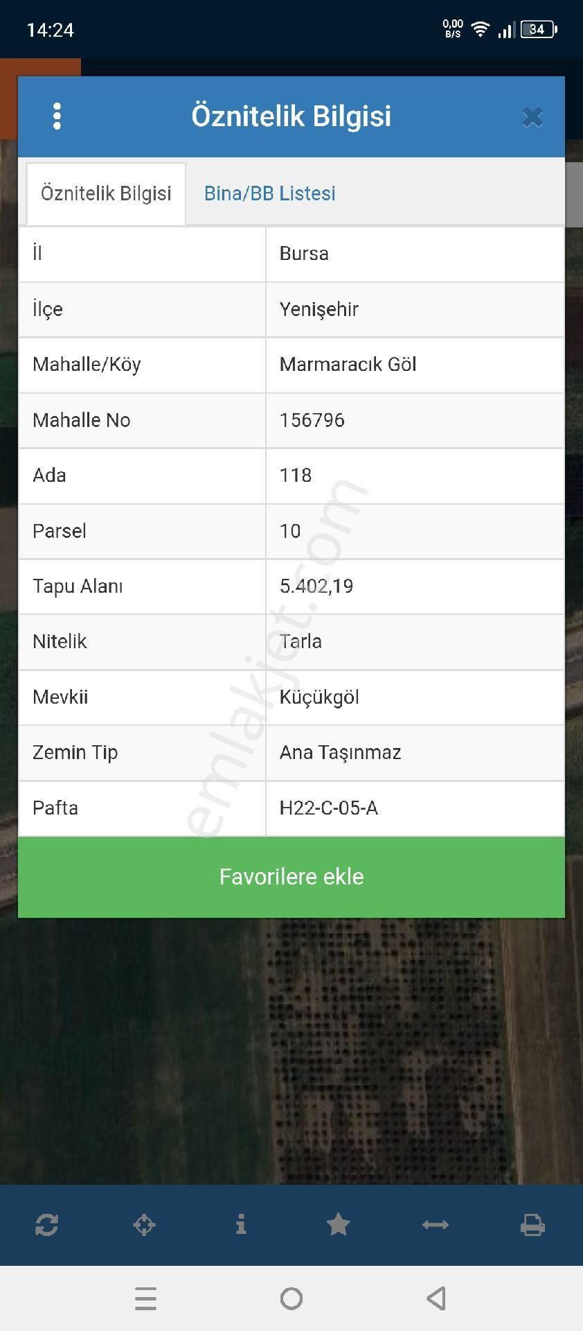 Bursa Yenişehir Marmaracık Göl'de Satılık Arazi