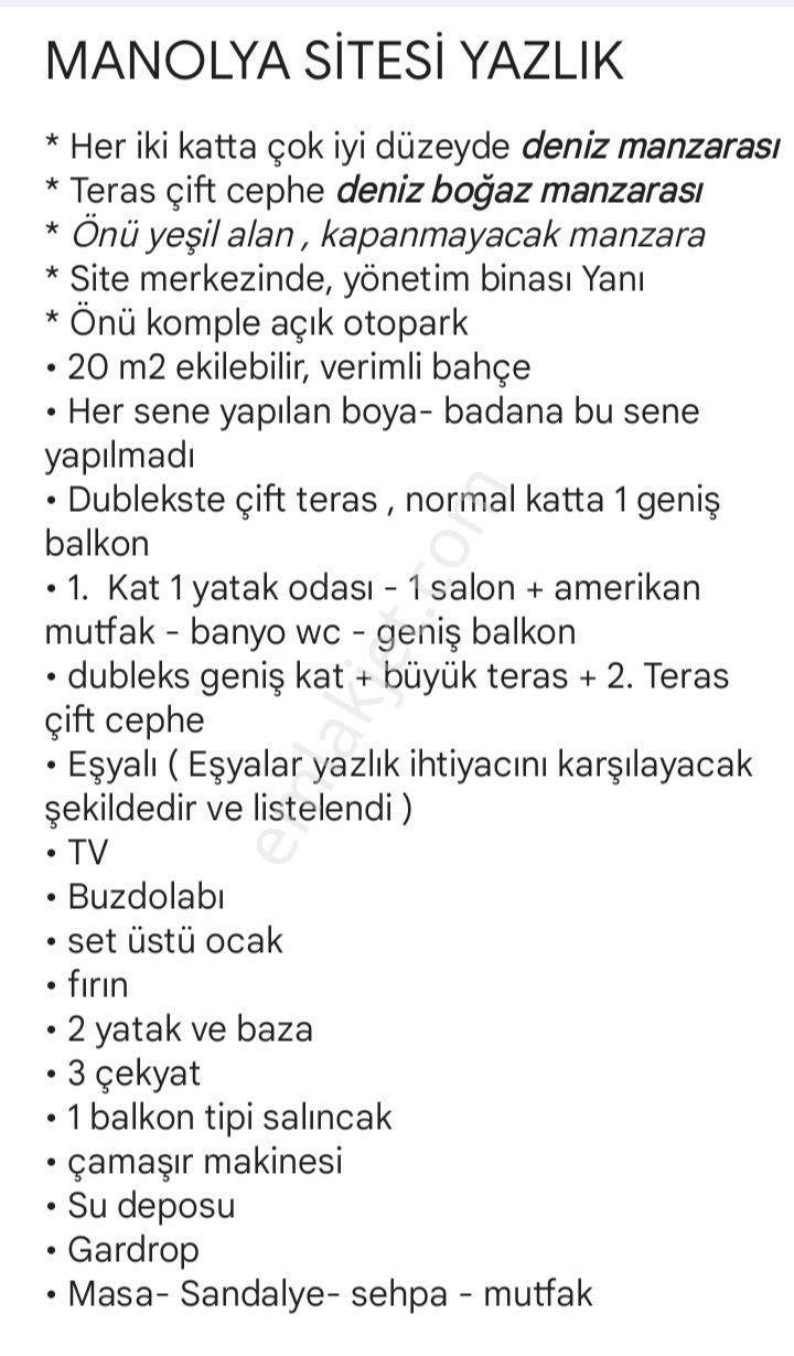 Şarköy Kızılcaterzi Manolya Sitesi Full Deniz Manzaralı Dubleks Yazlık - Görsel 12
