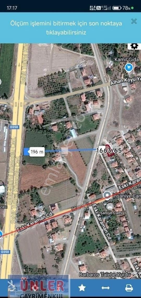 Cinler Mahallesi Yeni Karaman Yoluna Yakın İmarlı Arsamız Satılıktır