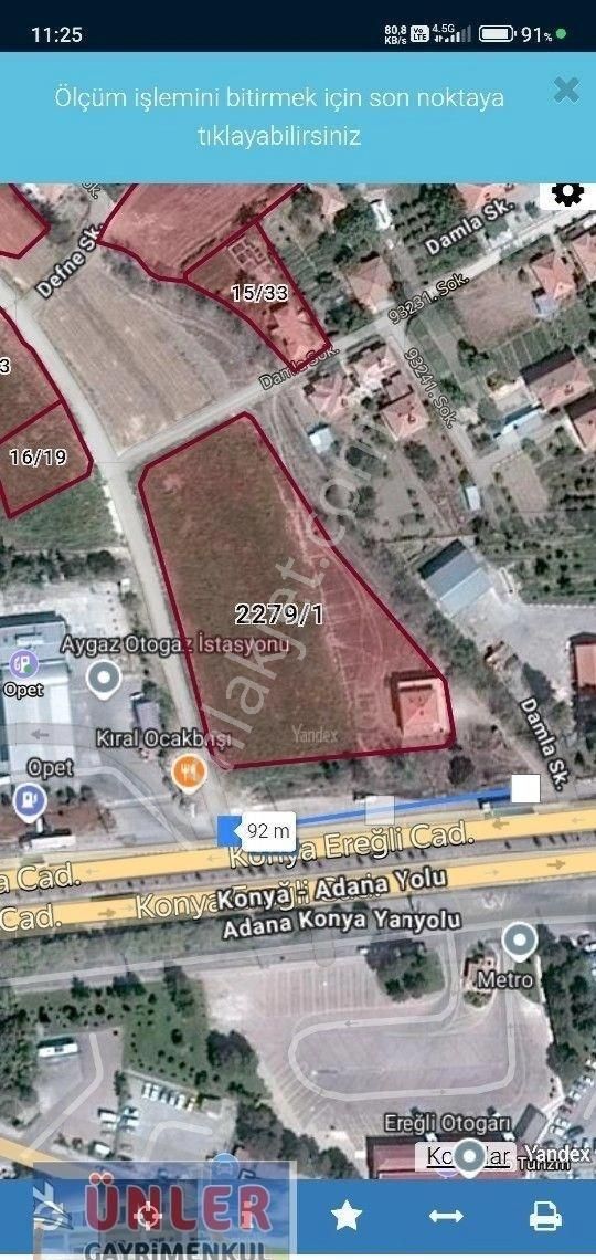 Ereğli Otogarı Karşı Konumda Adana Konya Asfaltına Sıfır Tek Tapulu Ticari Arsa