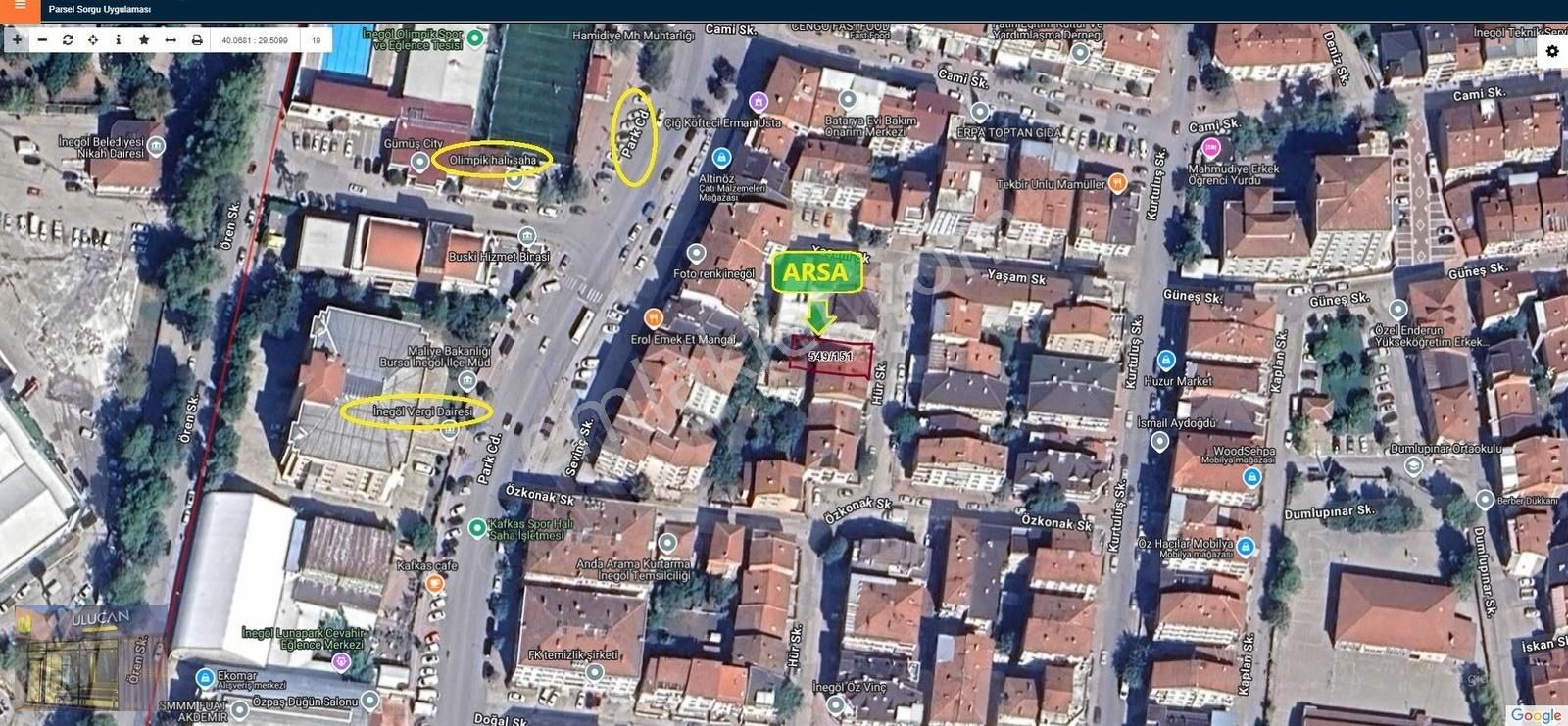Ulucan'dan İnegöl Mahmudiye Mahallesinde Merkezde Satılık Arsa