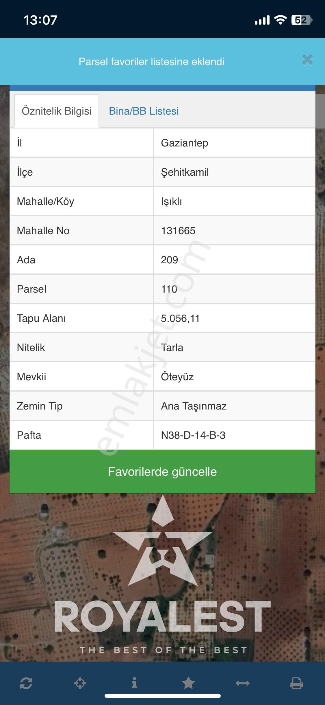 Royalest Ten Işıklıda Tek Tapu Arazi