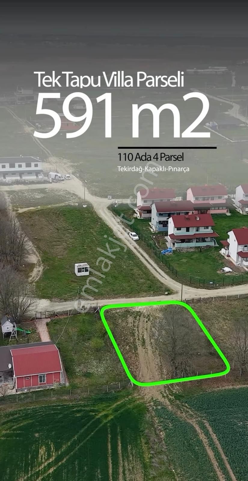 Kapaklı Pınarça'da 591 M² 2,5 Kat İmarlı İfrazlı Villa Parseli