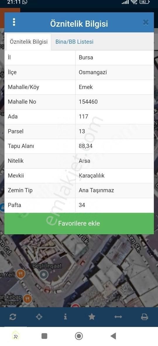 Relax Tr Gayrimenkul Osmangazi Emek Adnan Menderes Satılık Arsa