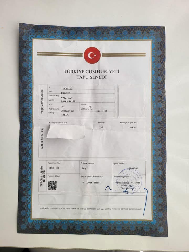 Tekirdağ Ergene Vakiflar Mahallesi