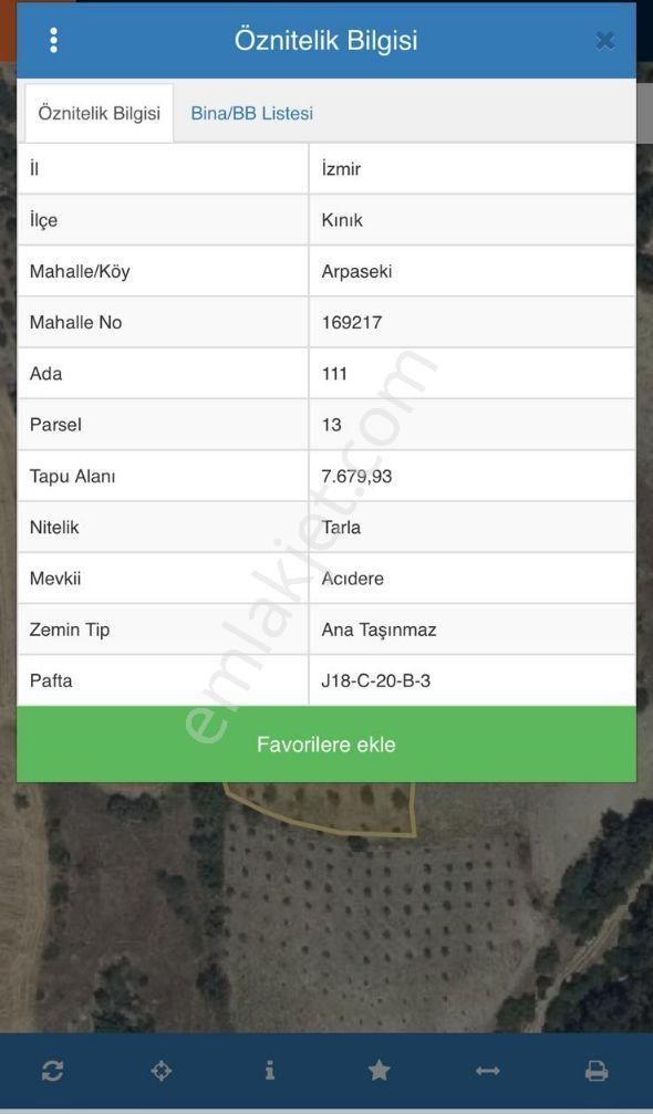 Kınık Arpaseki Mah Acıdere Mevki Satılık Tarla