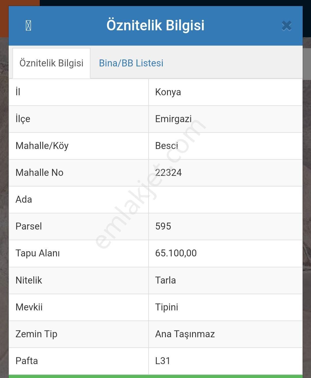 Konya Emirgazi Besci Satılık Tarla