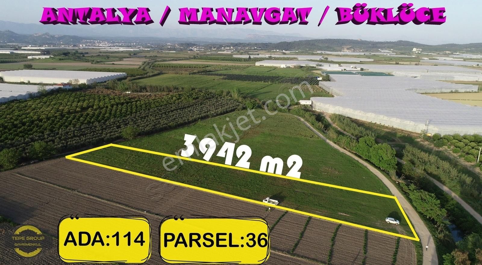 Antalya Manavgat Büklüce'de 3942 M2 Kadastro Yoluna Cephe Tarla