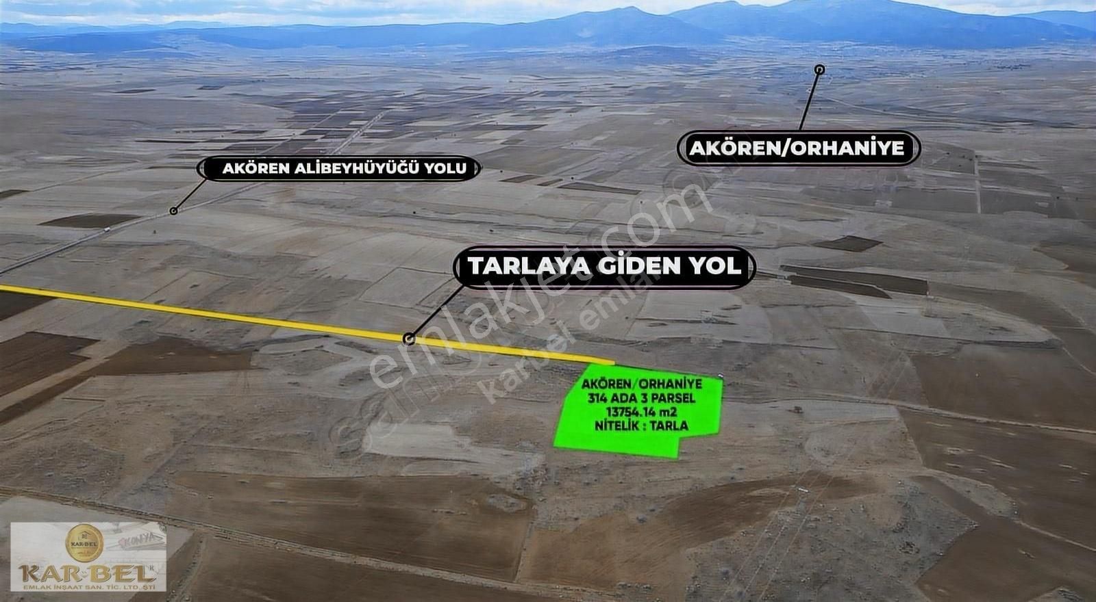 Akören Orhaniye Alibeyhüyüğü Yoluna Yakın Müstakil 13.753m2