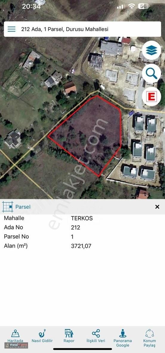 Realkent'den Satılık 3.720 Durusu Da Villa İmarlı Arsa