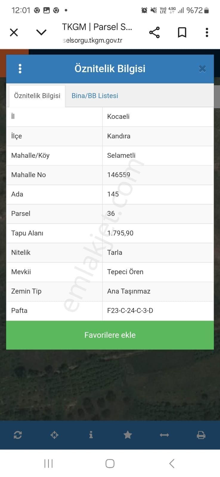 Kocaeli Kandıra Selametli 1795 M2 Satılık Arsa