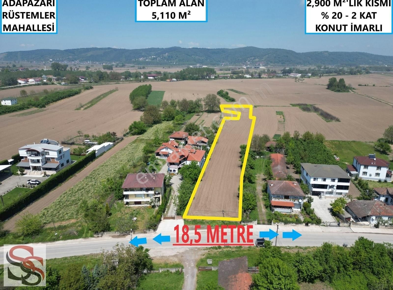Adapazarı Rüstemler'de % 20 - 2 Kat Konut İmarlı 5,110 M² Arsa