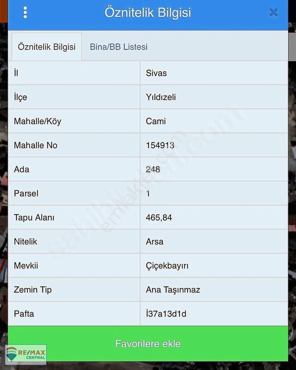 Remax Centralden Yıldızelinde Satılık Arsa