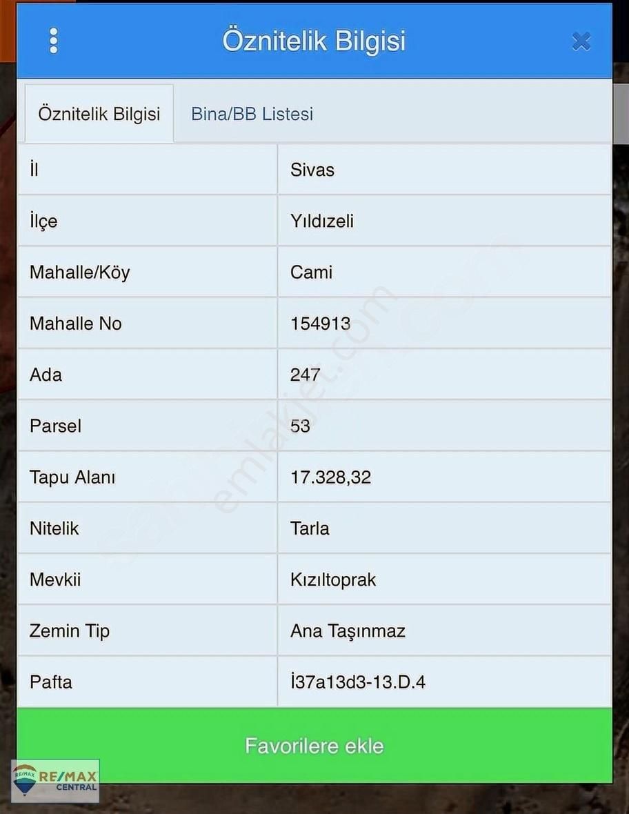 Remax Centralden Satılık Tarla 17.328 M2