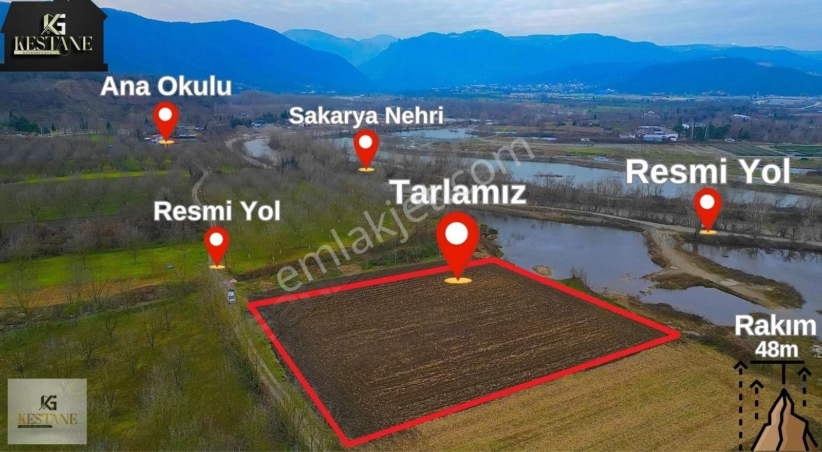 Sokağa 67m Cephe| Elektrik Ve Suya 291m| İmara 439m Uzakta