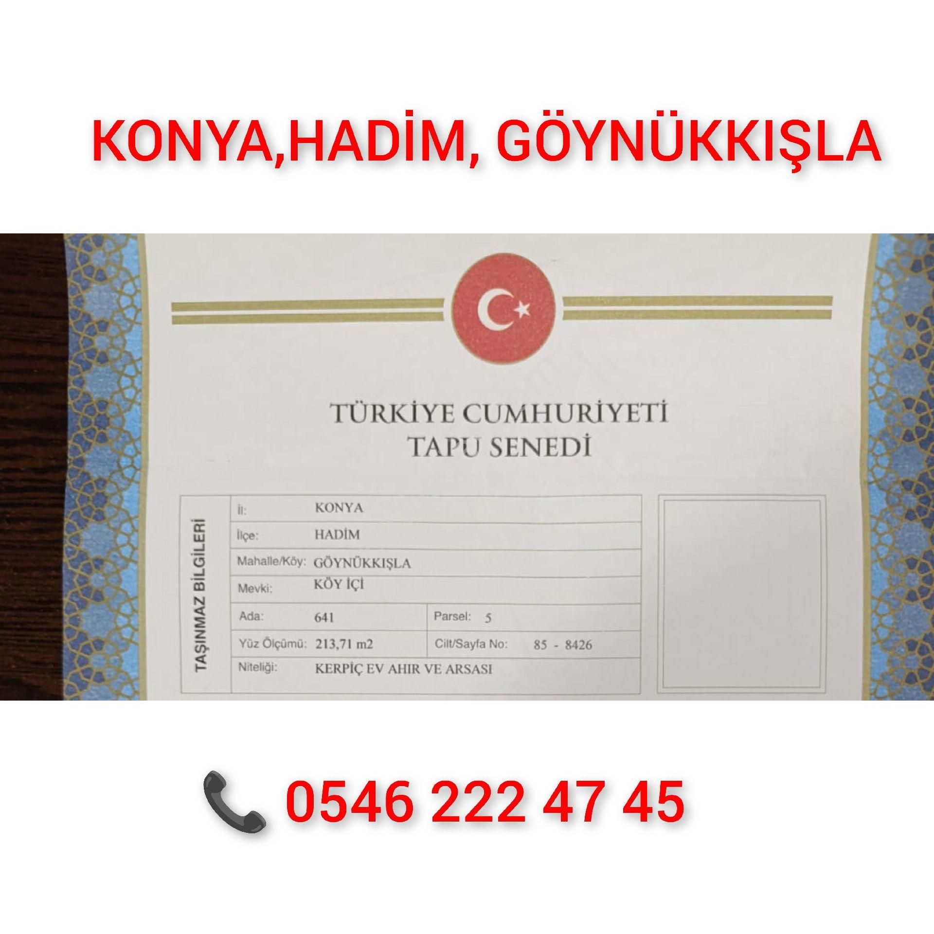Konya Hadim Satılık Kerpiç Ev Arsası