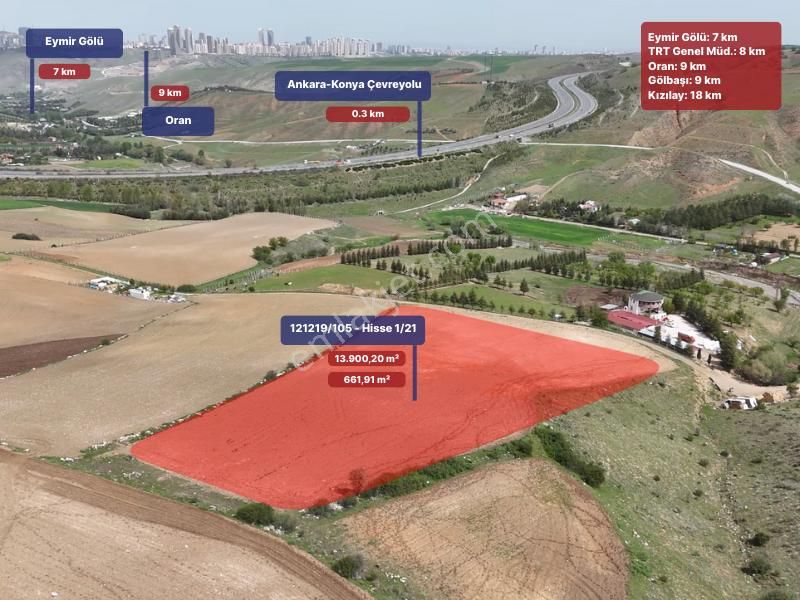 Gölbaşı Yaylabağ Mah.'de Çevre Yolu Yakını Satılık 661,91 M² Hisseli Tarla