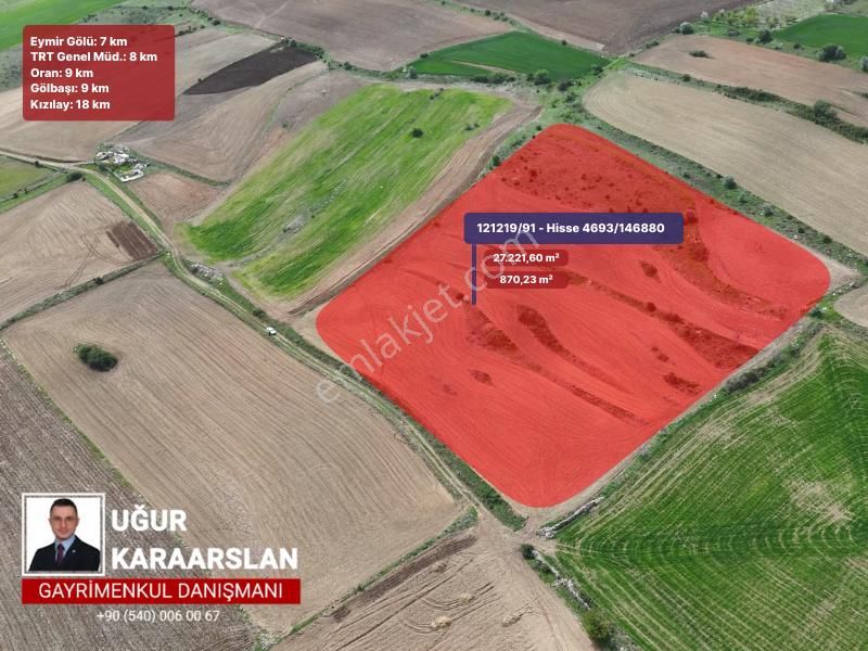 Gölbaşı Yaylabağ Mah.'de Çevre Yolu Yakını Satılık 870,23 M² Hisseli Tarla