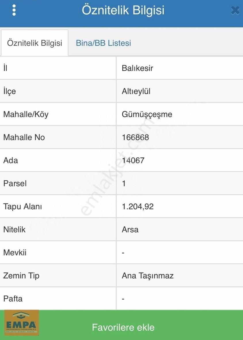 Empa Gayrimenkul'den Güzel Lokasyonda Konut İmarlı Arsa!