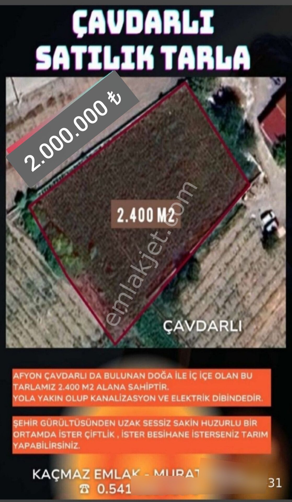 Afyon Çavdarlıda Satılık Tarla