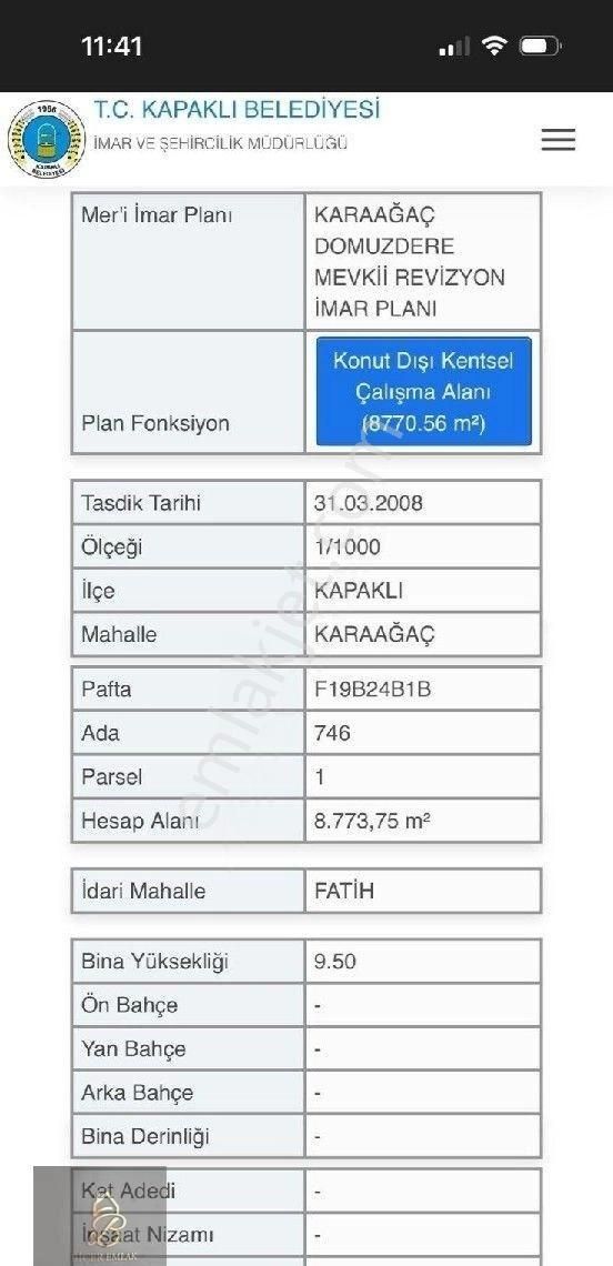 Kapaklı Fatih Mah. Satılık İmarlı Arsa - Görsel 6