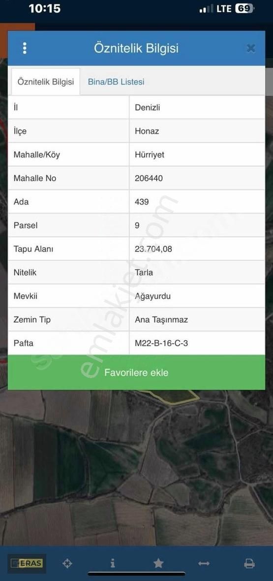 Honaz'da Satılık 23.5 Dönüm Tarla