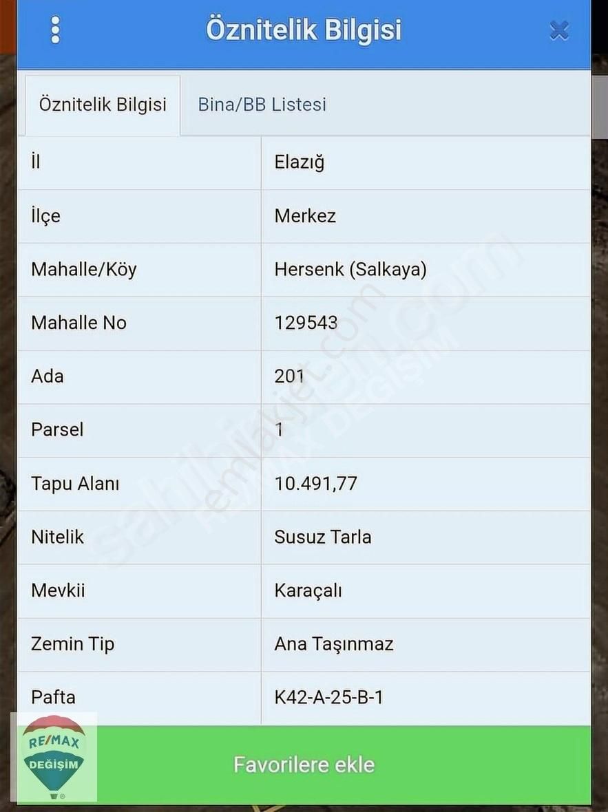 Re/max Değişim- Hersenk(salkaya) Köyünde Acil Satılık Tarla