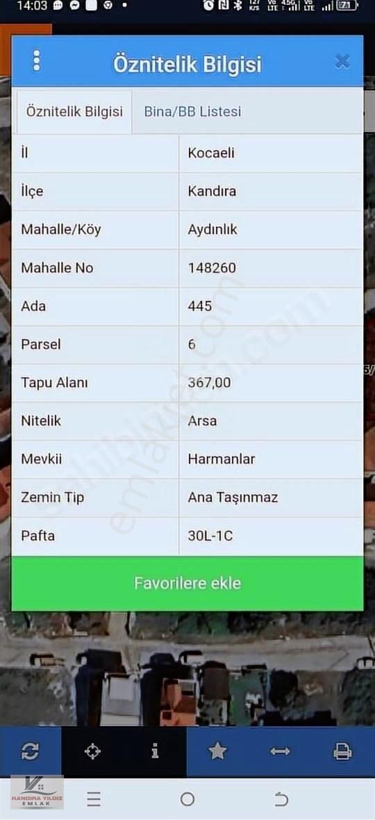 Kandıra Merkez Aydınlık Mah.367 M2 4 Kat İmarlı 8 Dairelik Arsa