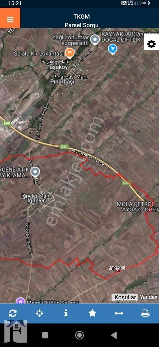 Tekirdağ Ergene İğneler 670m2 Asfalt Cephe Bu Fiyat Emsali Yok