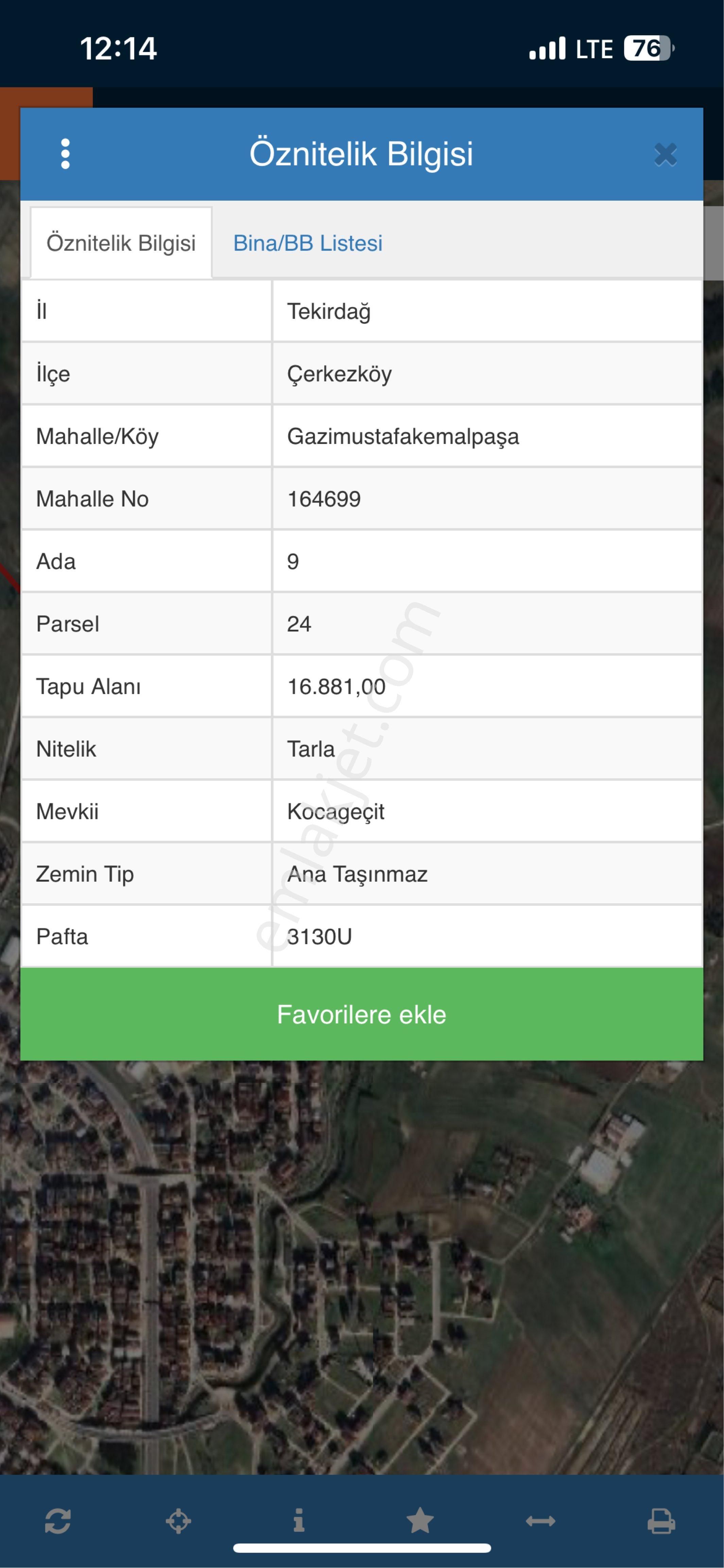 Tekirdağ Çerkezköy Gazimustafa Kemalpşa 720 Metre