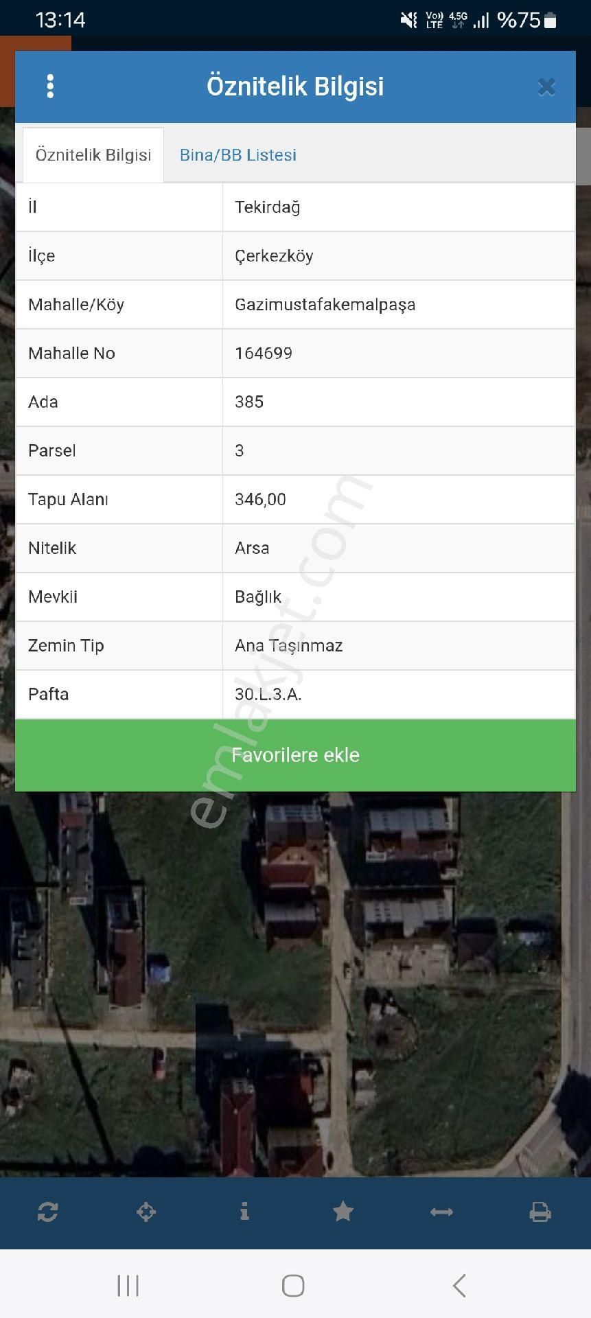 Tekirdağ Çerkezköy Bağlık'ta Satılık Arsa