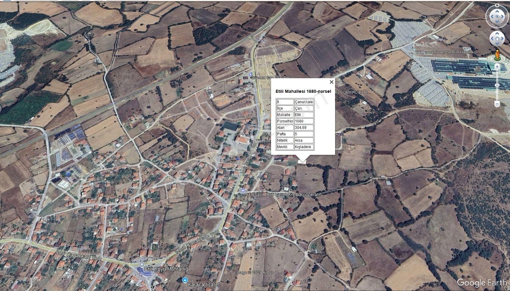 Çanakkale Etili Köyünde 304 M2 Satılık Arsa
