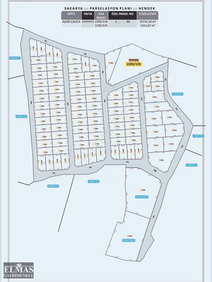 Sakarya Hendek Aşağı Çalıca Da Satılık 300 M2 İmarlı Arsa