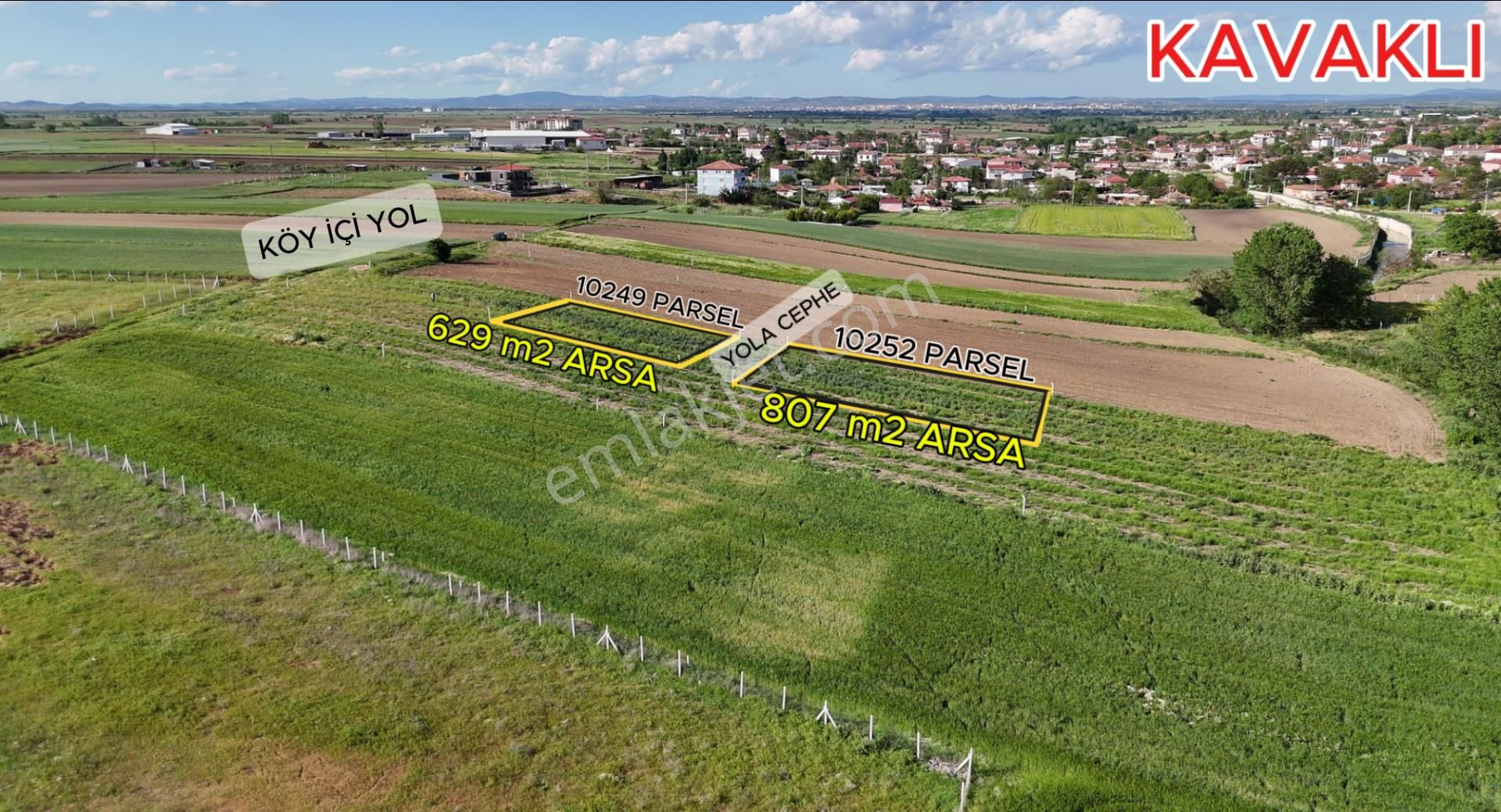 Kırklareli Kavaklı İmarlı 629 + 807 M² Arsa 2 Parselde Satılık