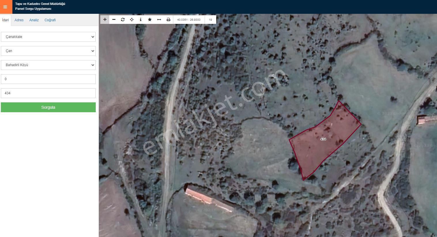 Birken'den Çanakkale Çan'da Fırsat 1550 M2 Tarla
