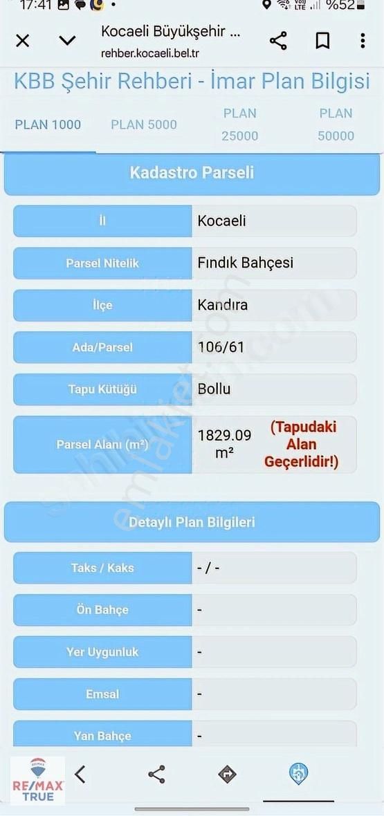 Kandıra Bollu Mah 1829 M2 Satılık Arazi