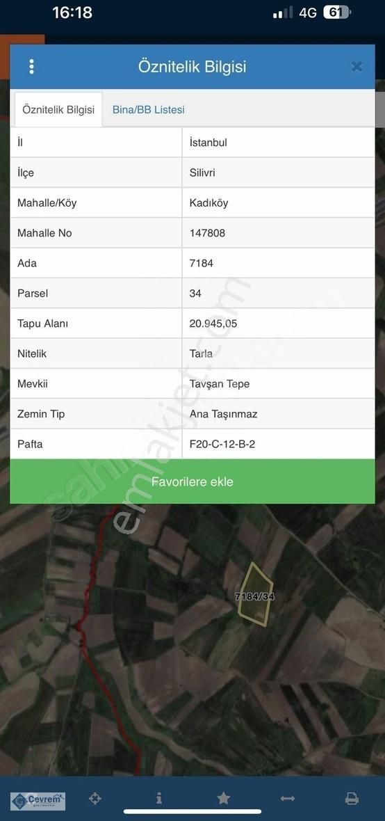 Silivri Kadıköy 360m2 Hisseli Yatırımlık