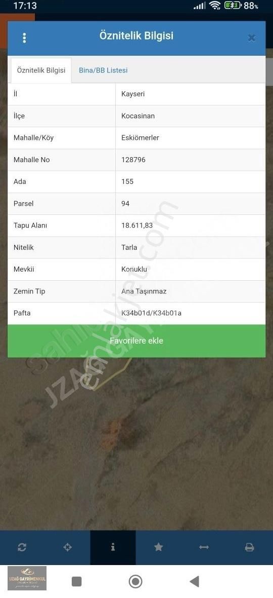 Uzağ Gayrimenkul- Eskiömerlerde Satılık Tek Tapu 18611 M2 Tarla